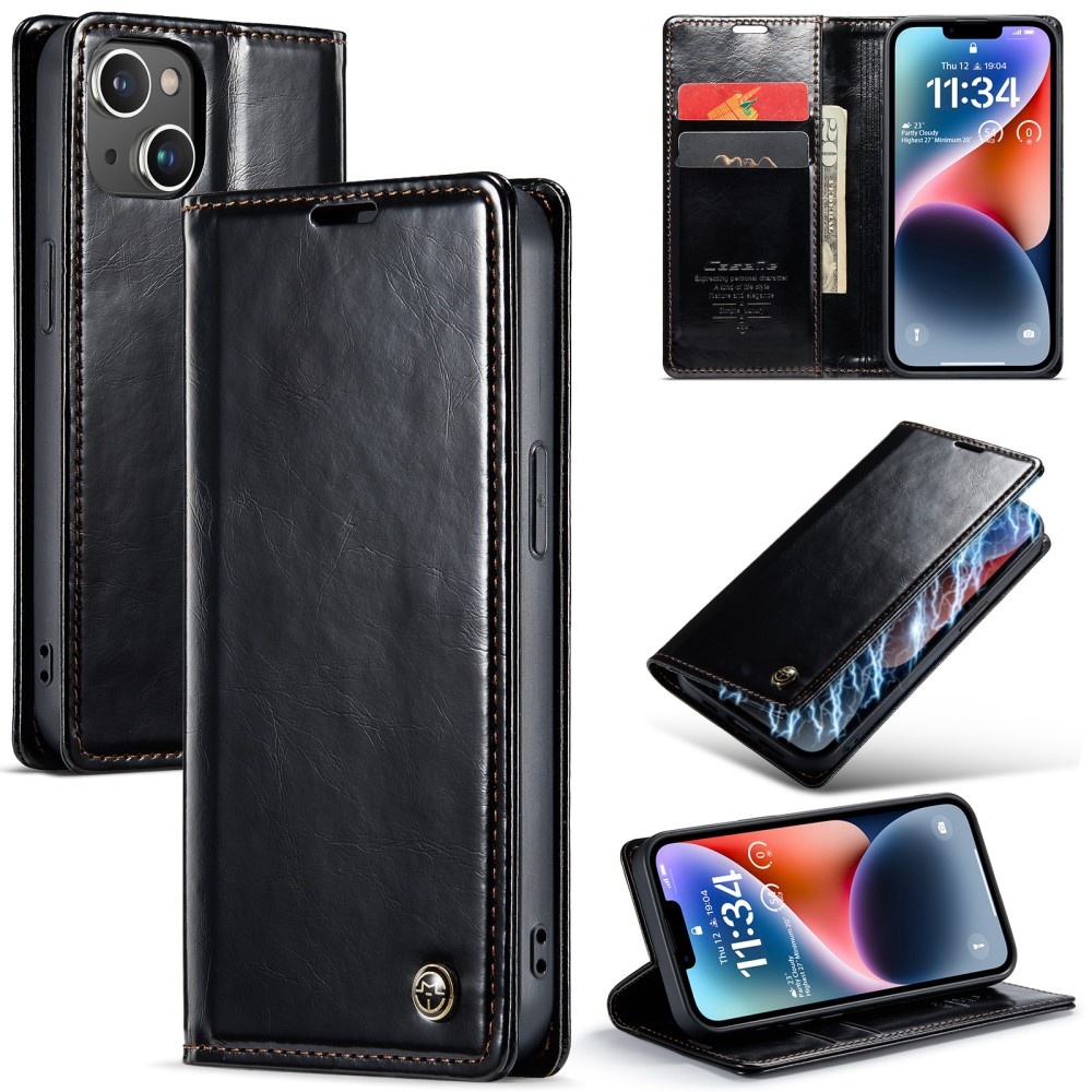 CASEME iPhone 15 Plus Fodral Oil Wax Flip