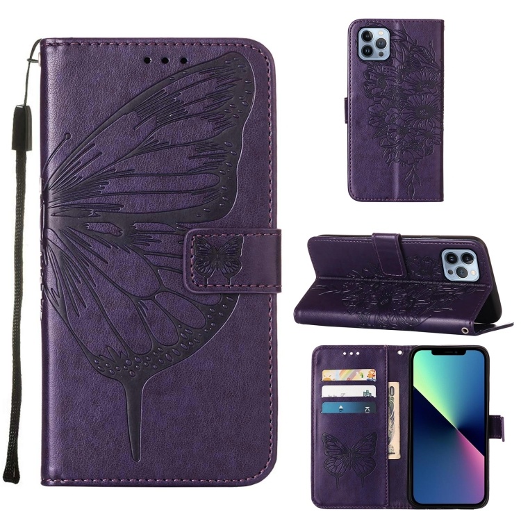 iPhone 15 Pro Max Fodral Fjäril Tryck Mörk