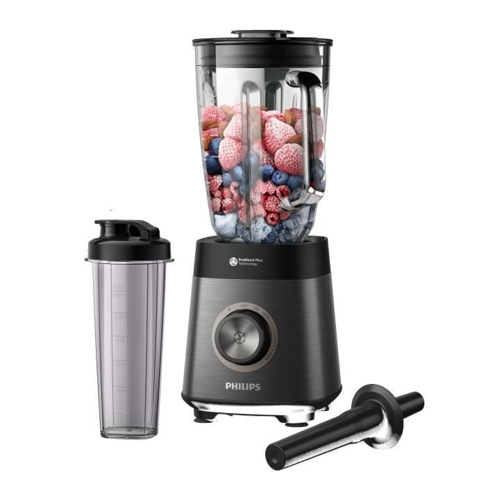 Mixer - PHILIPS HR3041/00 - 2 l skål - vattenflaska ingår - avtagbara blad - Grå