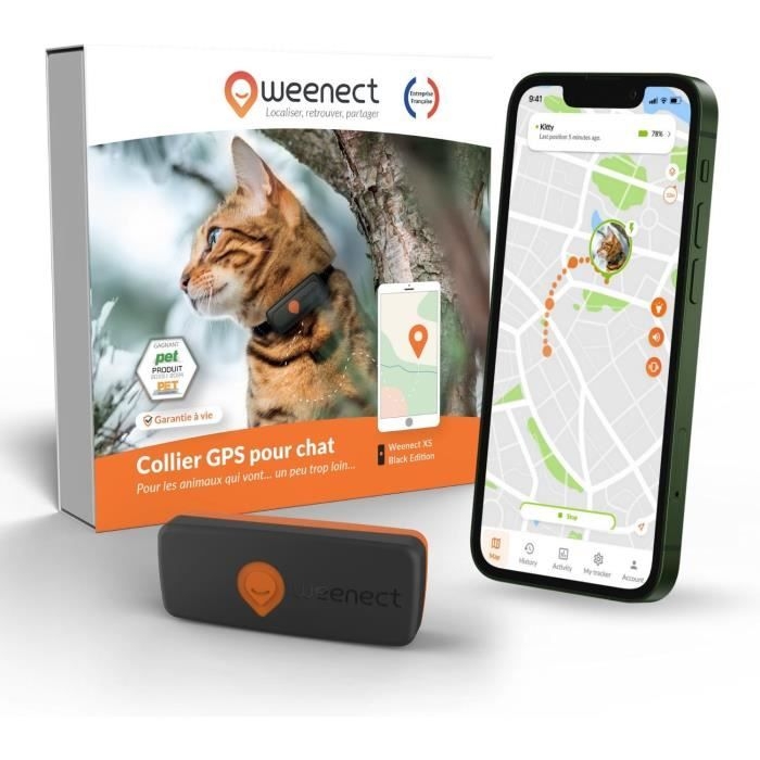 GPS-tracker til katte - Weenect XS (sort udgave 2023)