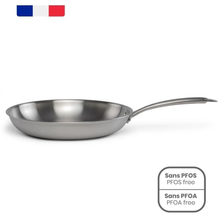 Triply Brigade 18/10 Stekpanna i Rostfritt Stål 28 cm - LIVOO - MEP159 - Lämplig för alla spishällar inklusive induktion - Tillverkad i Frankrike