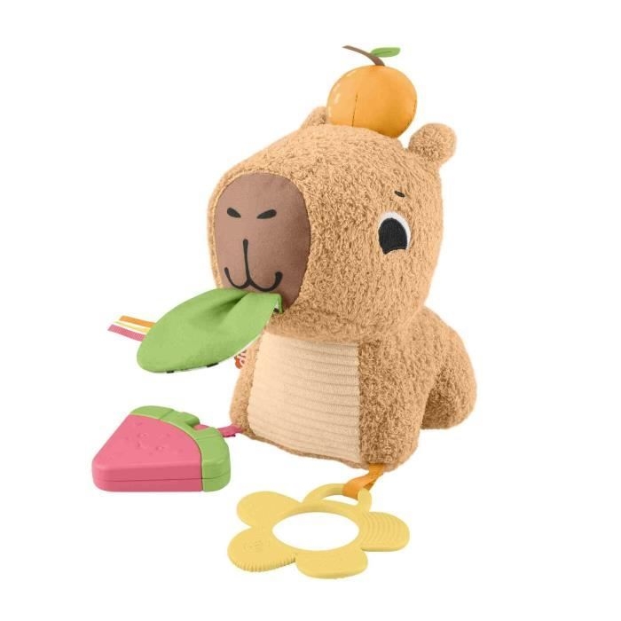 Fisher-Price My Capybara Cuddles -pehmolelu, purulelu ja helistin - 3 kuukauden iästä alkaen - HYR54
