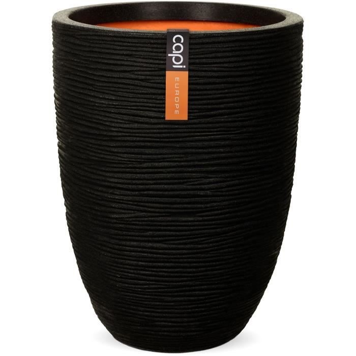 CAPI EUROPE Elegant låg vas RIB NL - 46x58 cm - Svart