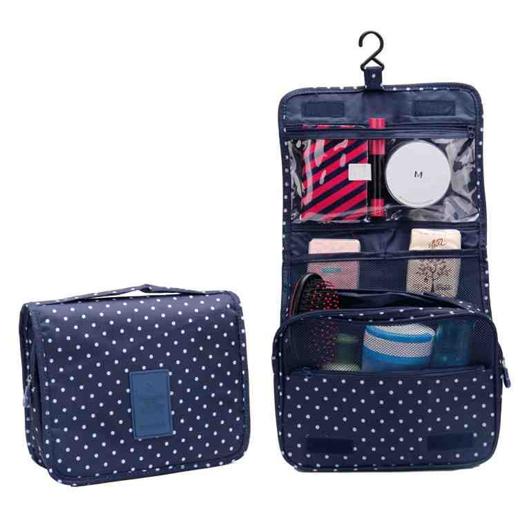 Hängande Necessär / Resväska - Blå Polka Dot