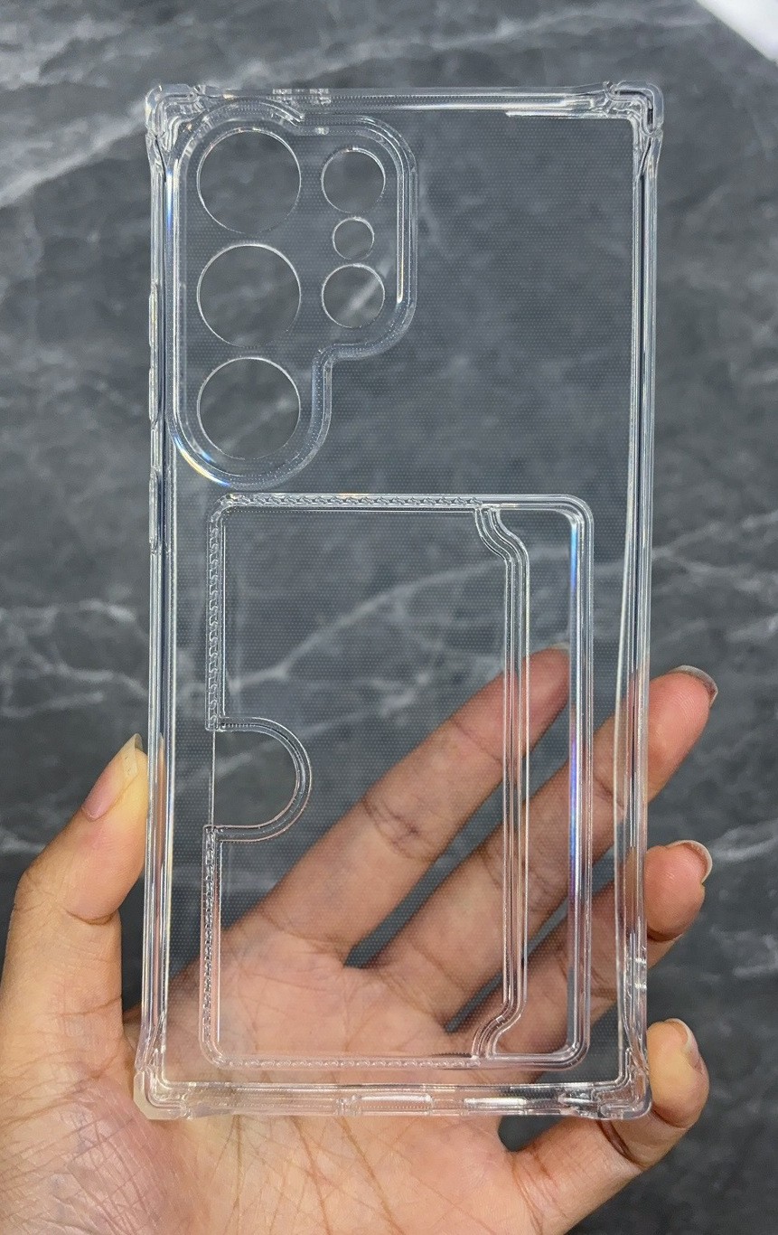Galaxy S23 Ultra Transparent Skal med Sid-Korthållare - Hållbart och Lätt