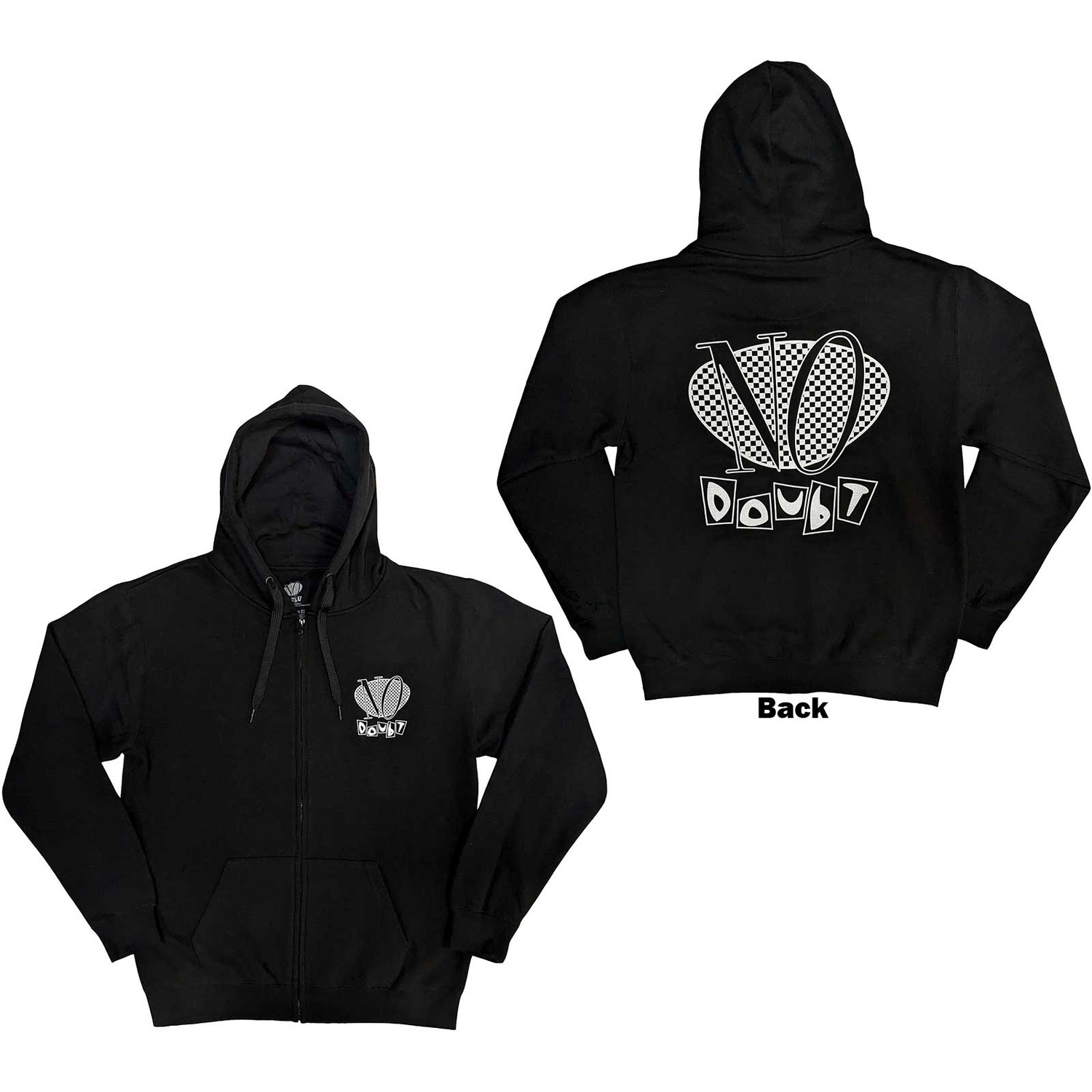 No Doubt Unisex Zipped Hoodie: Checker Logo (Back Print) (XX-Large)