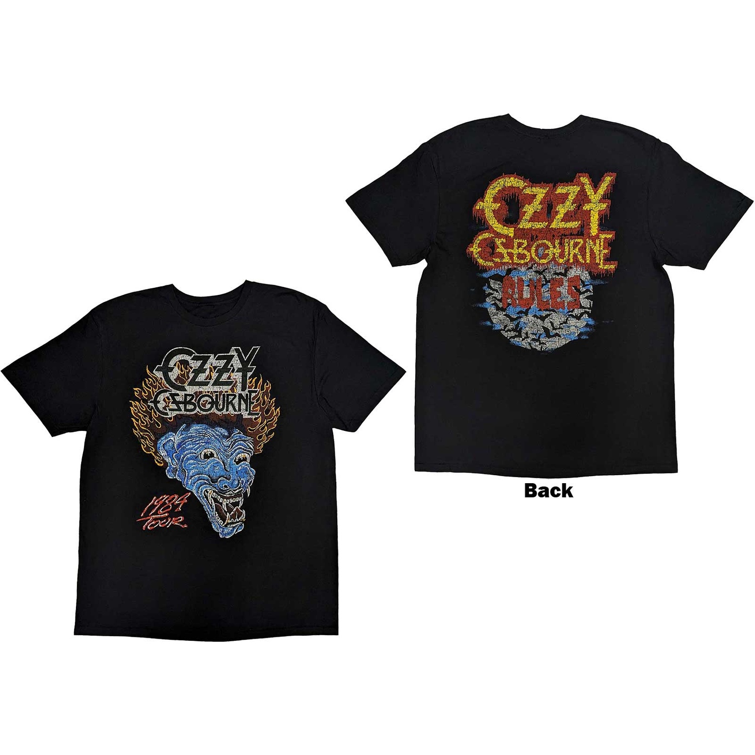 Ozzy Osbourne Unisex T-Shirt: Bark At The Moon Tour '84 (Back Print) (Small)
