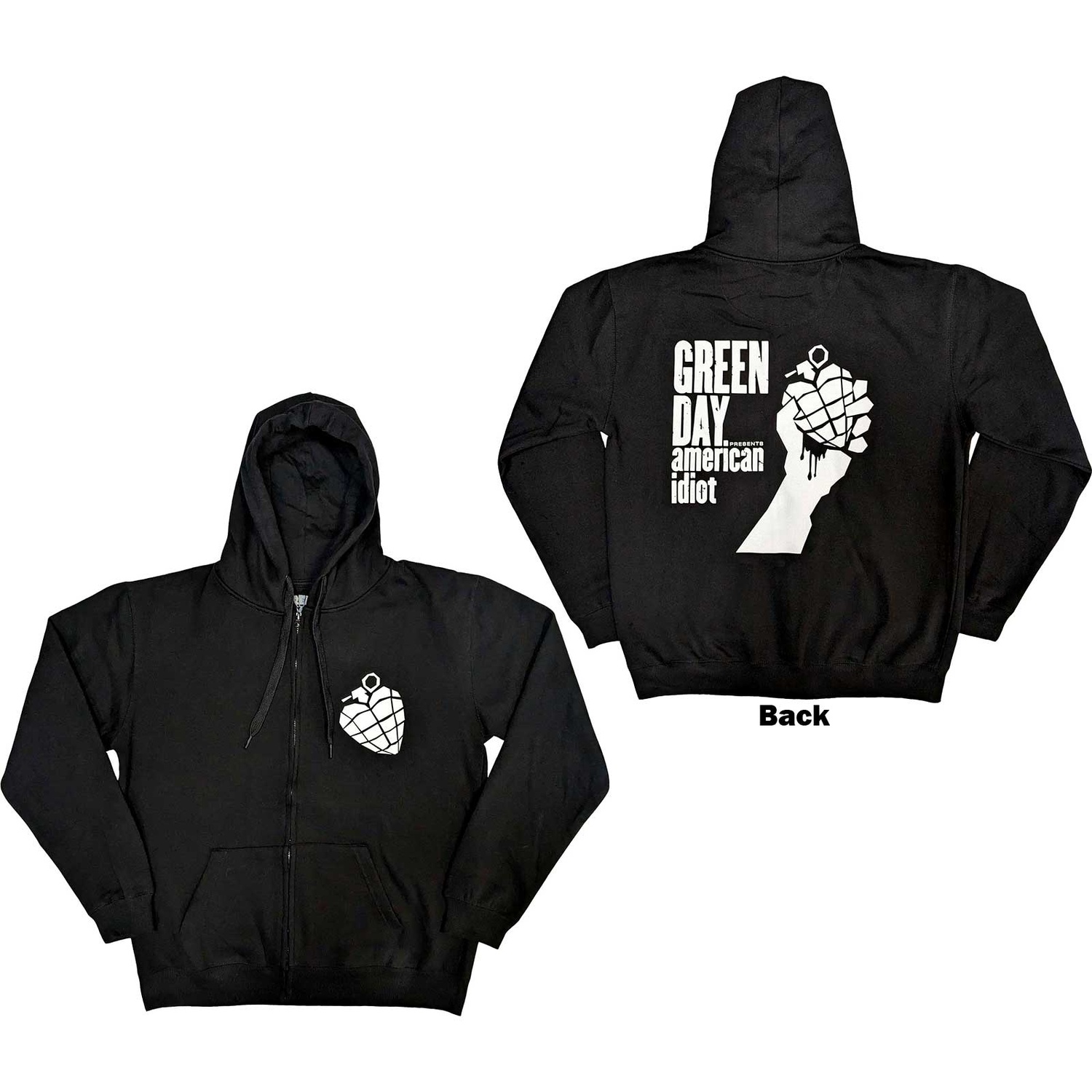 Green Day Unisex Zipped Hoodie: American Idiot The Musical (Back Print) (XX-Large)