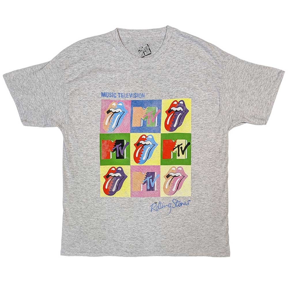 MTV Unisex T-Shirt: Rolling Stones Warhol Squares (Medium)