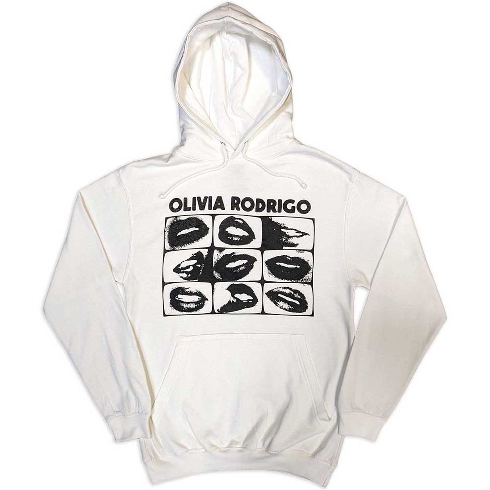 Olivia Rodrigo Unisex Pullover Hoodie: Threshold Lips Grid (Large)