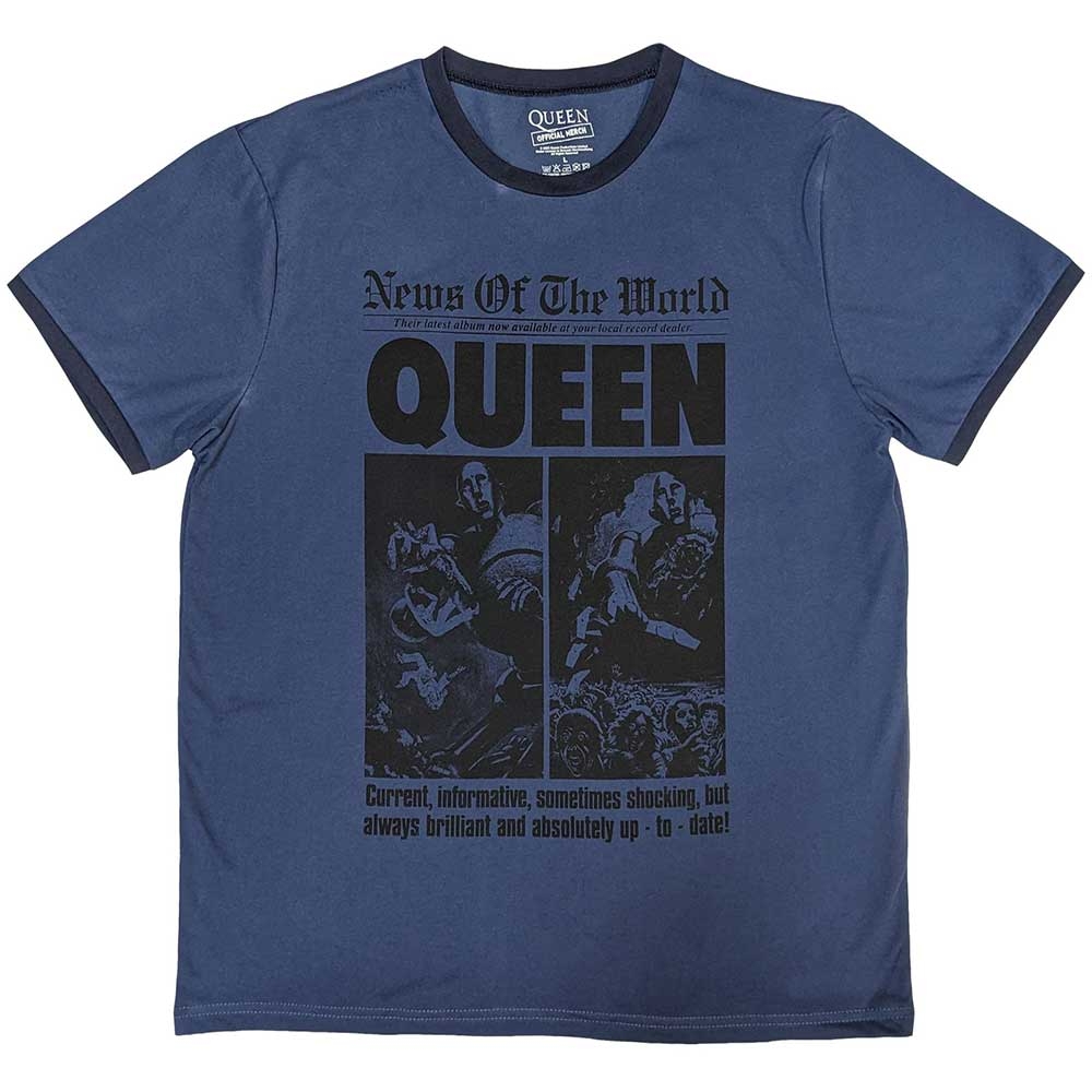 Queen Unisex Ringer T-Shirt: News of the World 40th Front Page (Small)