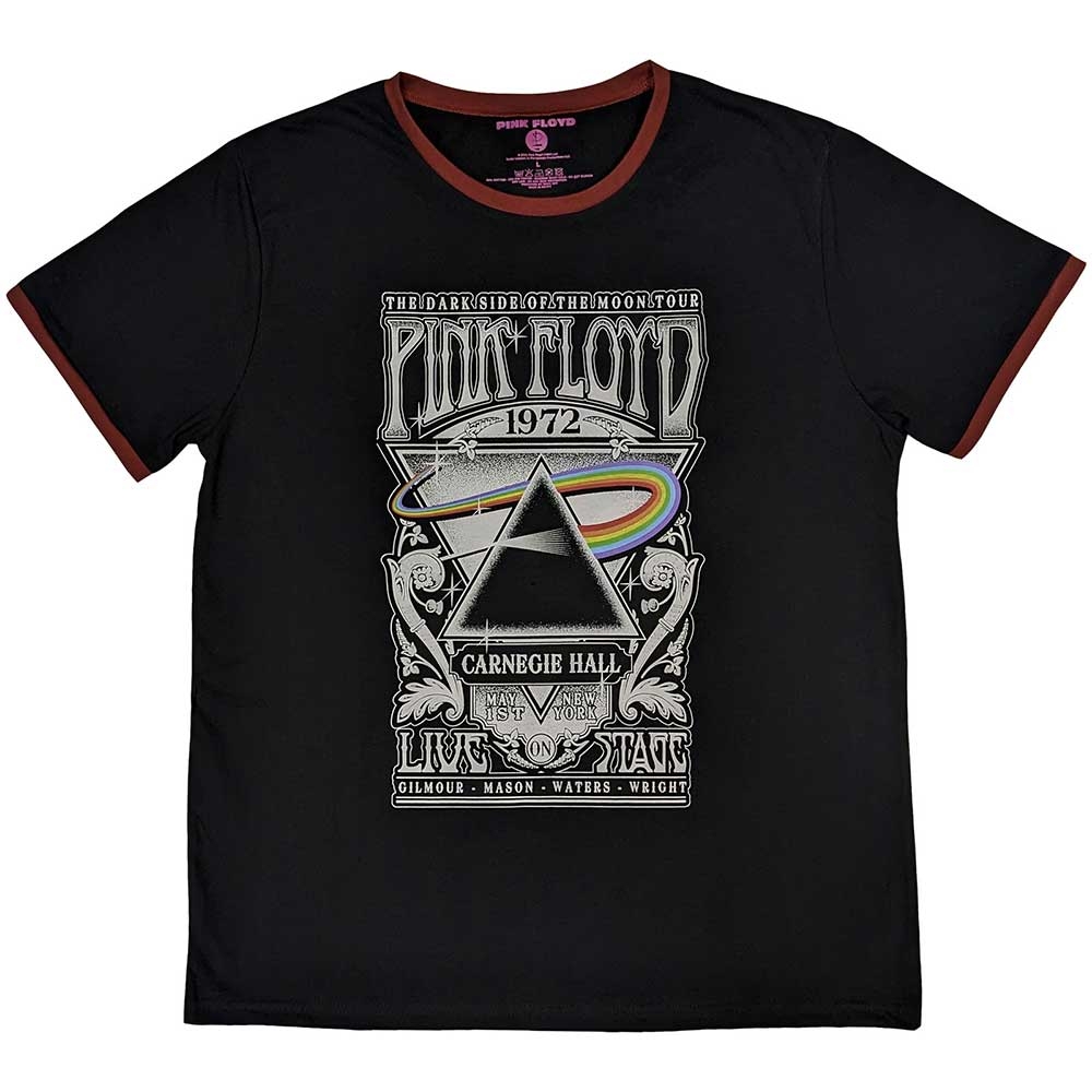 Pink Floyd Unisex Ringer T-Shirt: Carnegie Hall Poster (Small)