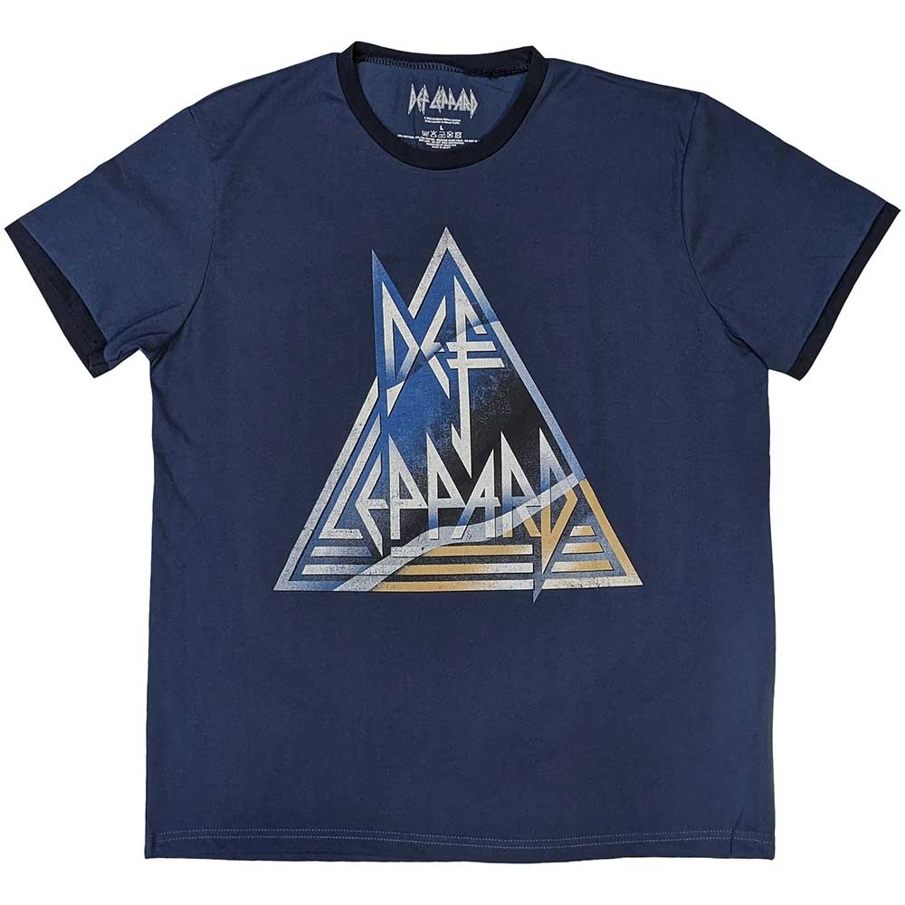 Def Leppard Unisex Ringer T-Shirt: Triangle Logo (XX-Large)