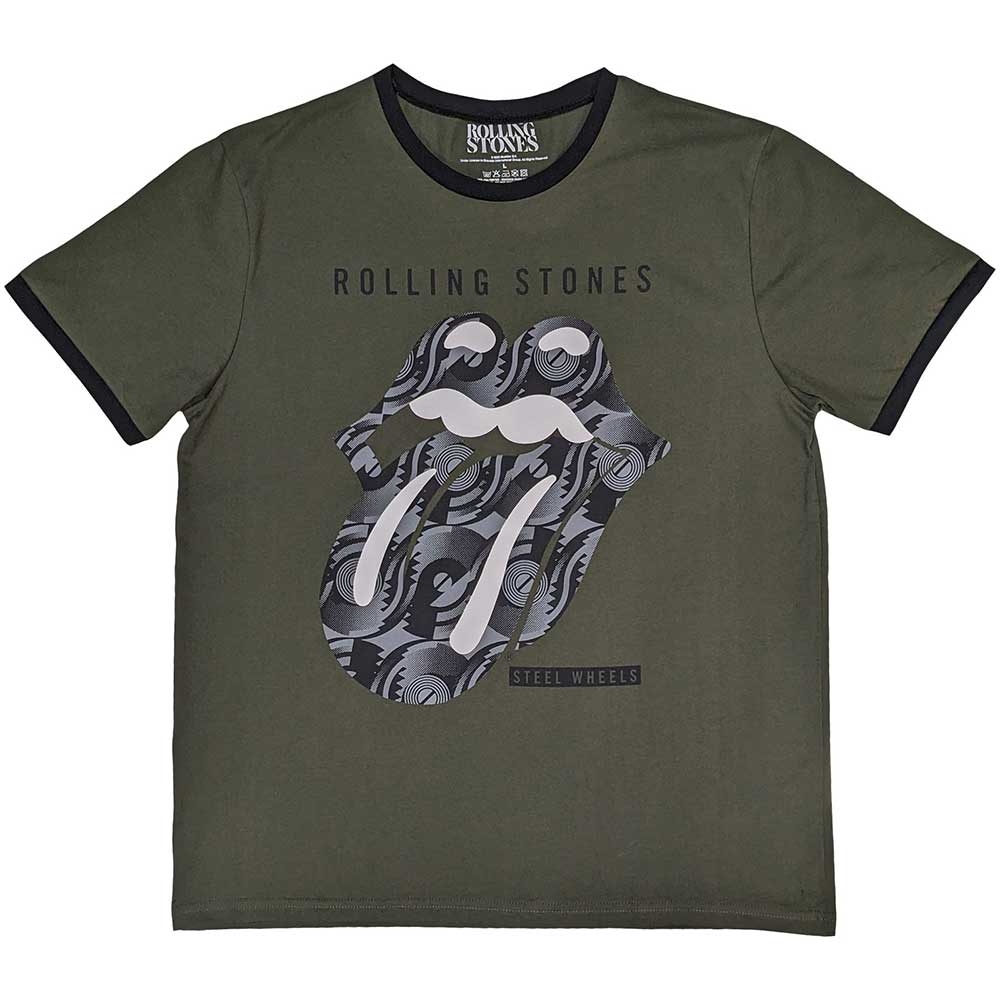 The Rolling Stones Unisex Ringer T-Shirt: Black & White Tongue (XX-Large)