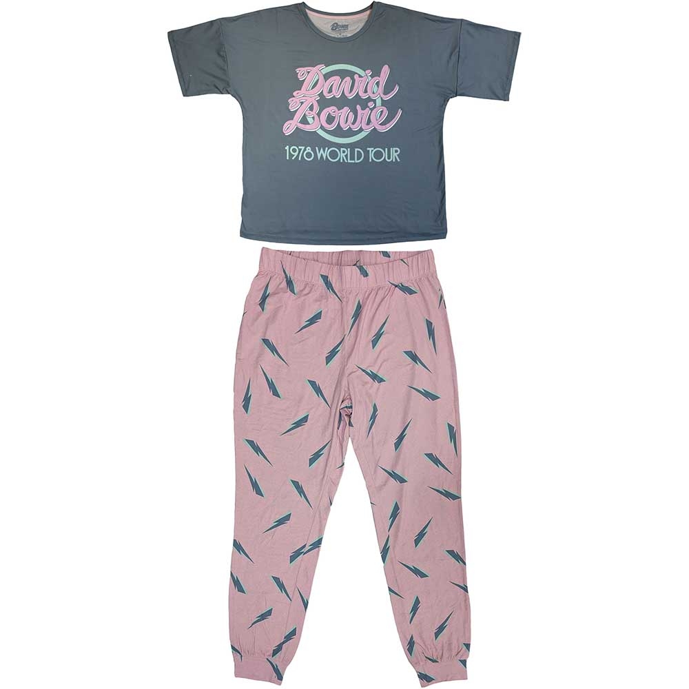 David Bowie Ladies Pyjamas: 1978 World Tour (X-Small)