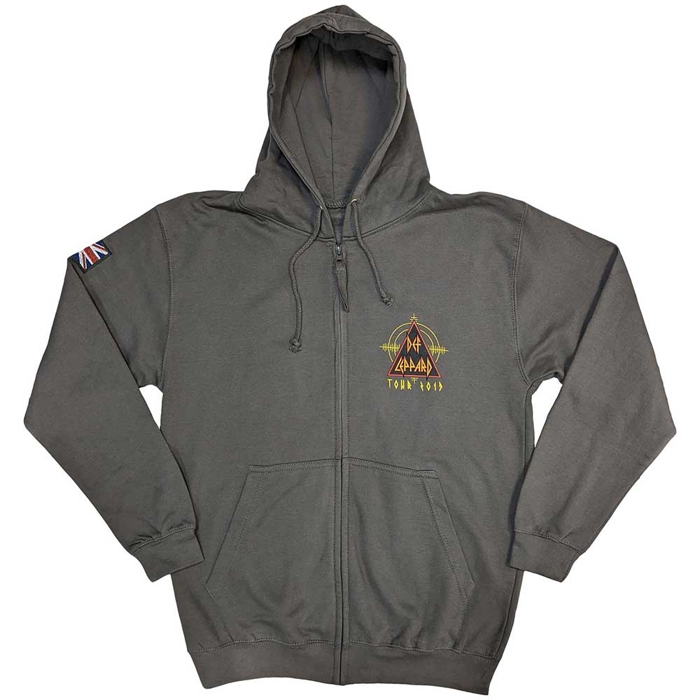 Def Leppard Unisex Zipped Hoodie: Logo Tour 2019 (Ex-Tour) (Small)