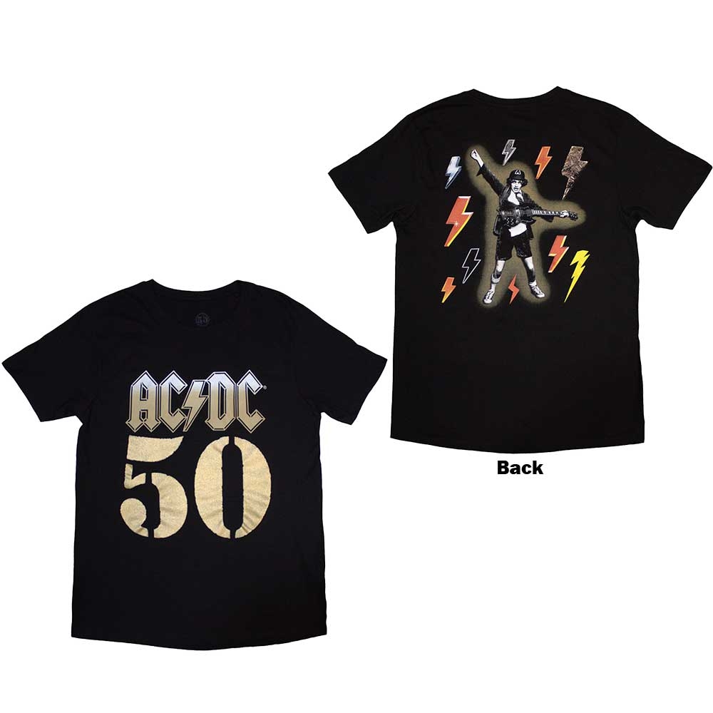 AC/DC Unisex T-Shirt: Bolt Array (Back Print) (Small)