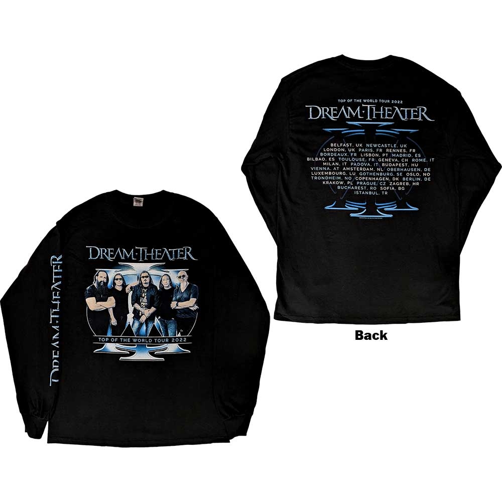 Dream Theater Unisex Long Sleeve T-Shirt: Band Photo TOTW Tour 2022 (Back Print & Ex-Tour) (X-Large)