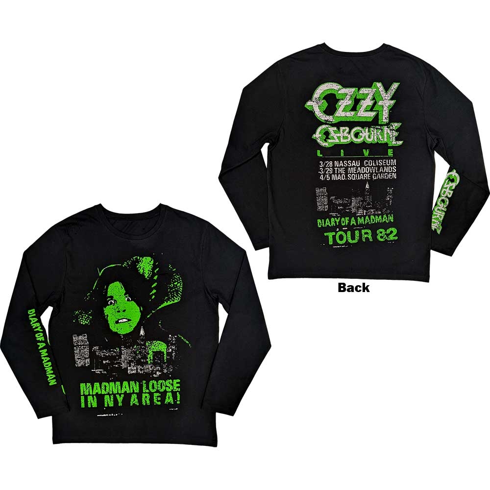 Ozzy Osbourne Unisex Long Sleeve T-Shirt: Madman Loose (Back & Sleeve Print) (Large)