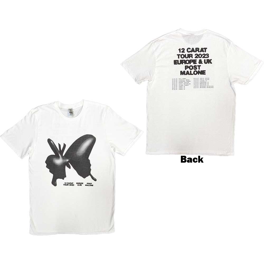 Post Malone Unisex T-Shirt: Inflatable Butterfly 2023 Tour (Back Print & Ex-Tour) (Medium)
