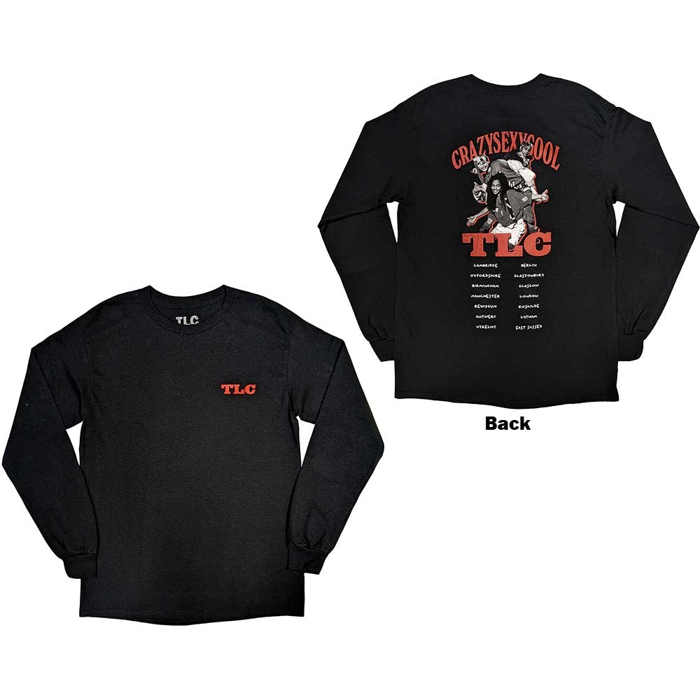 TLC Unisex Long Sleeve T-Shirt: CrazySexyCool Photo European Tour 2022 (Back Print & Ex-Tour) (Small)