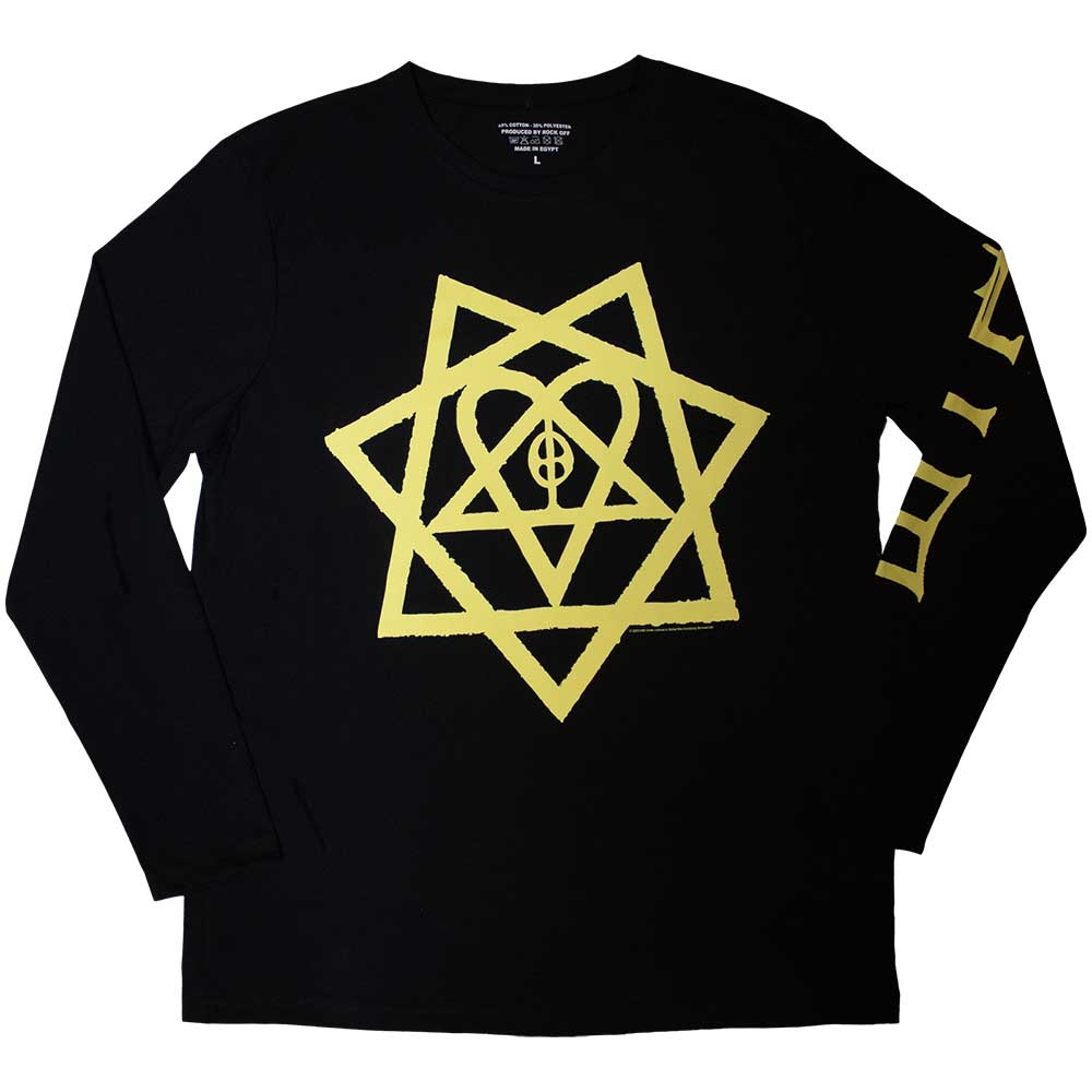 HIM Unisex Long Sleeve T-Shirt: Heartagram Honeycomb (Sleeve Print) (Large)