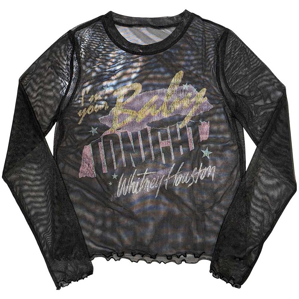 Whitney Houston Ladies Long Sleeve T-Shirt: I'm Your Baby (Mesh) (Medium)