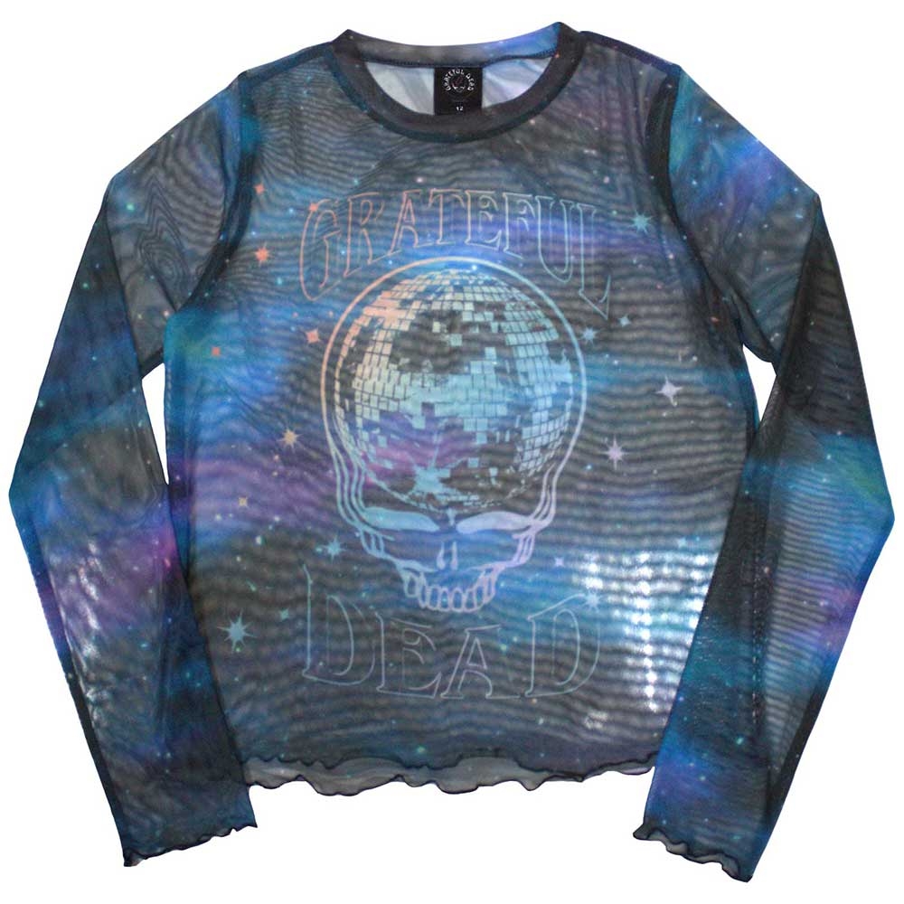 Grateful Dead Ladies Long Sleeve T-Shirt: Stealy Glitter Ball (Mesh) (Medium)