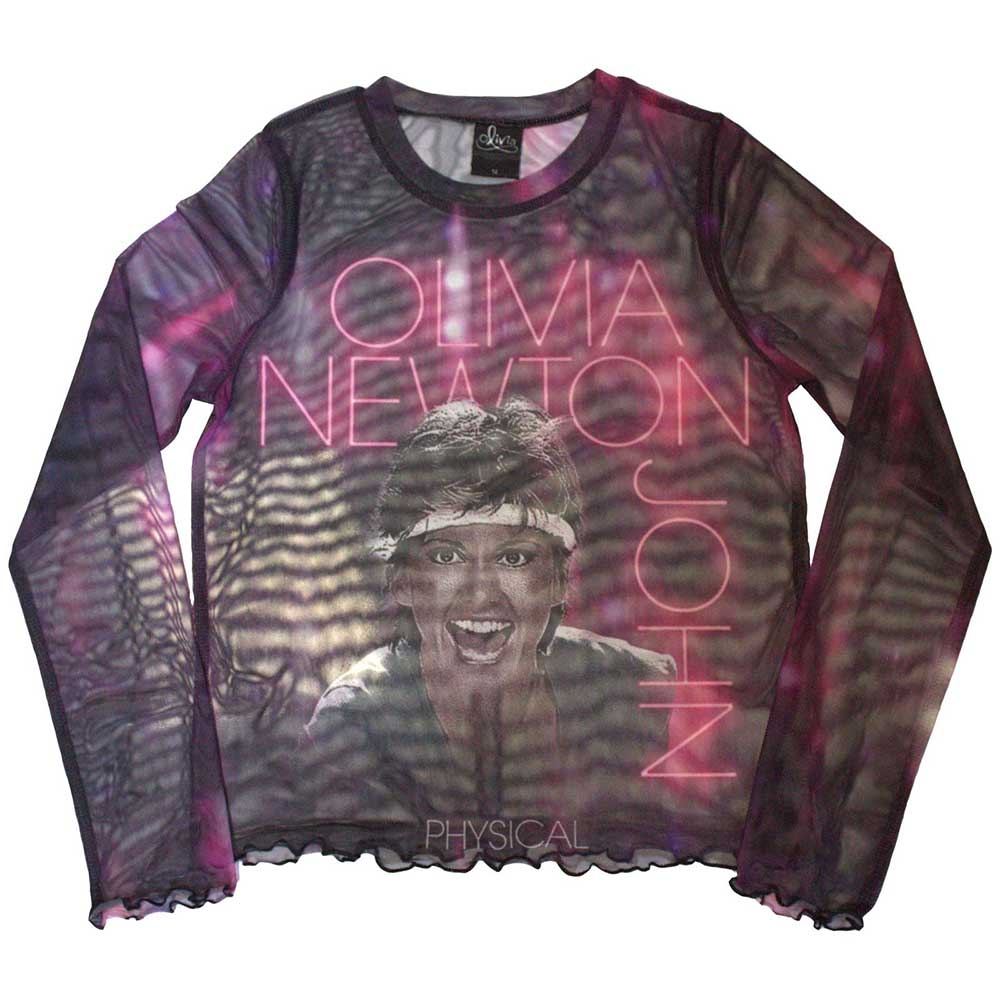 Olivia Newton-John Ladies Long Sleeve T-Shirt: Physical (Mesh) (Small)