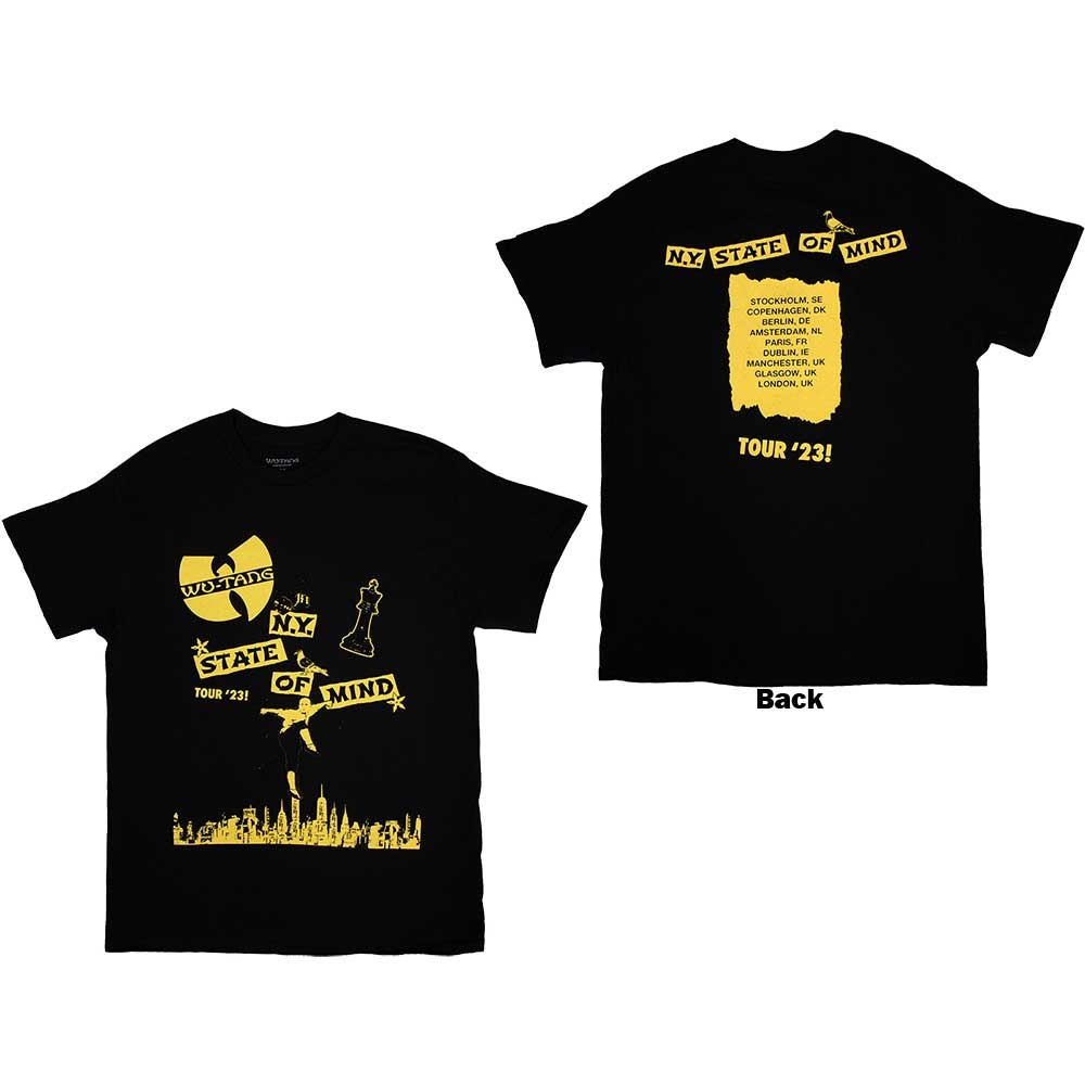 Wu-Tang Clan Unisex T-Shirt: Tour '23 NY State Of Mind (Back Print & Ex-Tour) (Large)