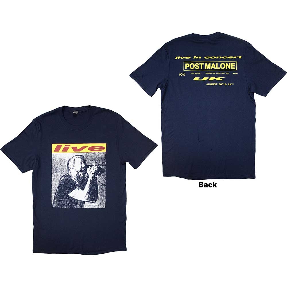 Post Malone Unisex T-Shirt: Live In Concert (Back Print & Ex-Tour) (Small)