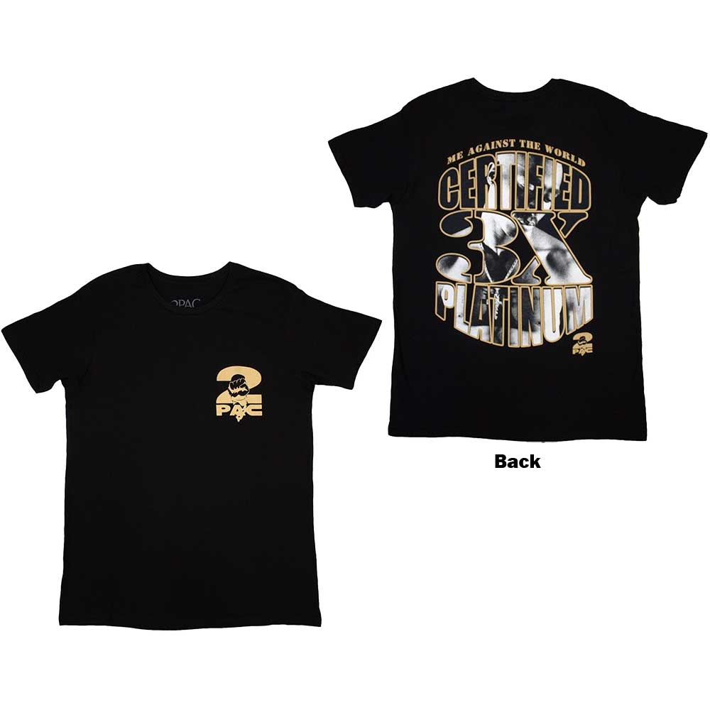Tupac Unisex T-Shirt: Platinum (Back Print) (Large)