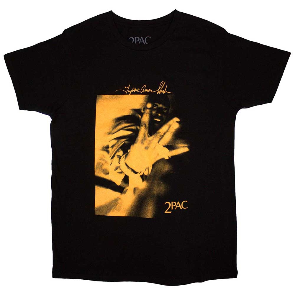 Tupac Unisex T-Shirt: Fingers Orange Tone (XX-Large)