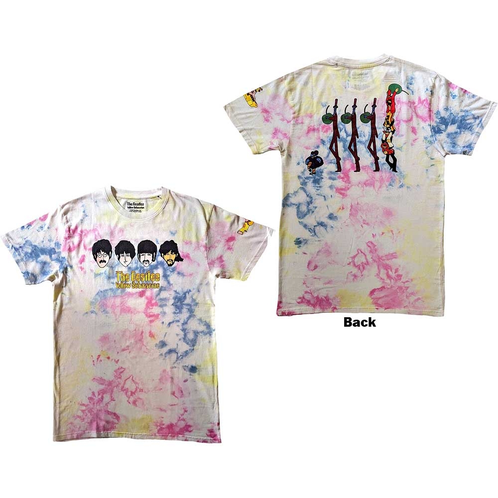 The Beatles Unisex T-Shirt: Yellow Submarine Heads & Apple Bonkers (Back Print & Wash Collection) (XX-Large)