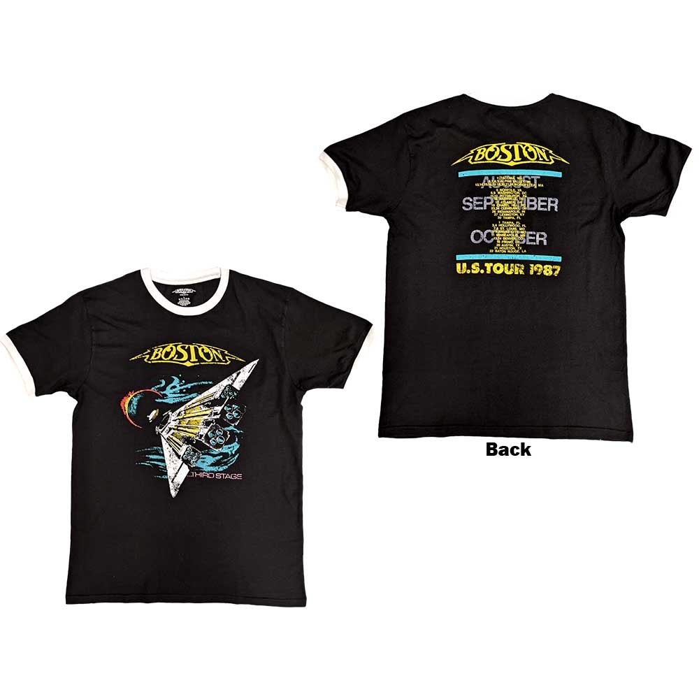 Boston Unisex Ringer T-Shirt: US Tour '87 (Back Print) (Small)