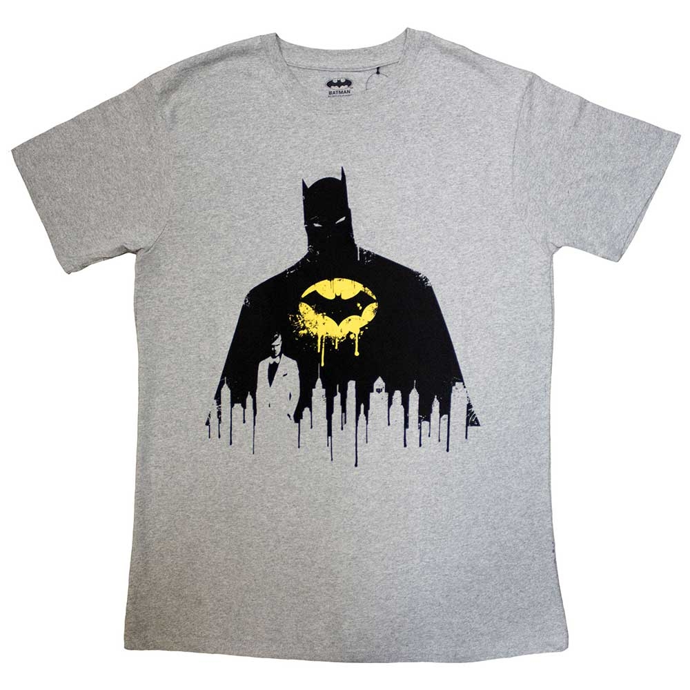 DC Comics Unisex T-Shirt: Batman Silhouette Drip (Large)