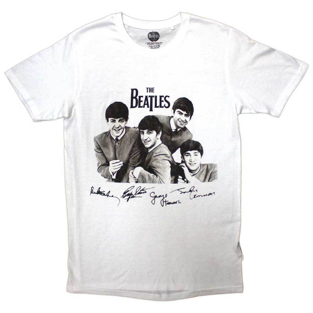 The Beatles Unisex T-Shirt: Mop Tops & Signatures (Small)