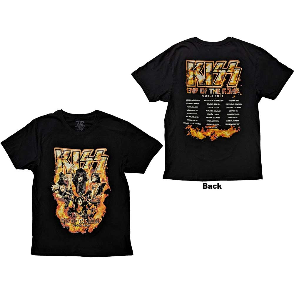 KISS Unisex T-Shirt: End Of The Road Tour Orange (Back Print) (Small)