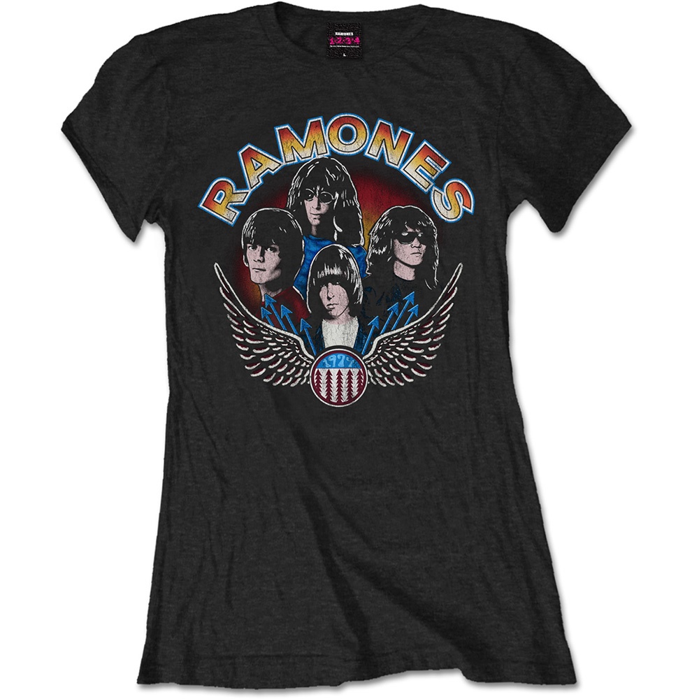 Ramones Ladies T-Shirt: Vintage Wings Photo (Medium)