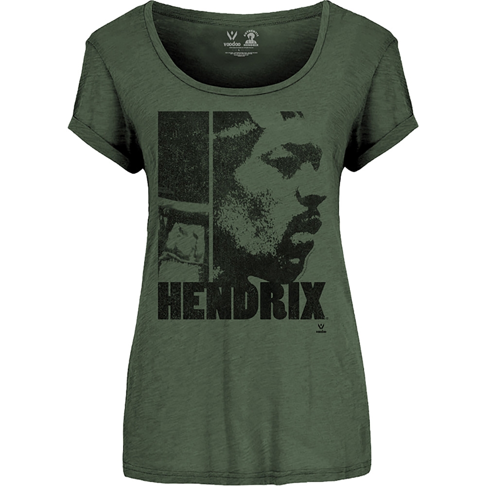 Jimi Hendrix Ladies Scoop Neck T-Shirt: Let Me Live (Medium)