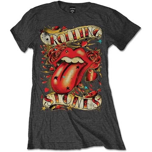The Rolling Stones Ladies T-Shirt: Tongue & Stars (Large)