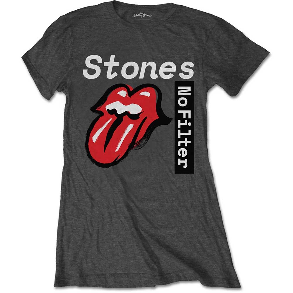 The Rolling Stones Ladies T-Shirt: No Filter Text (Large)
