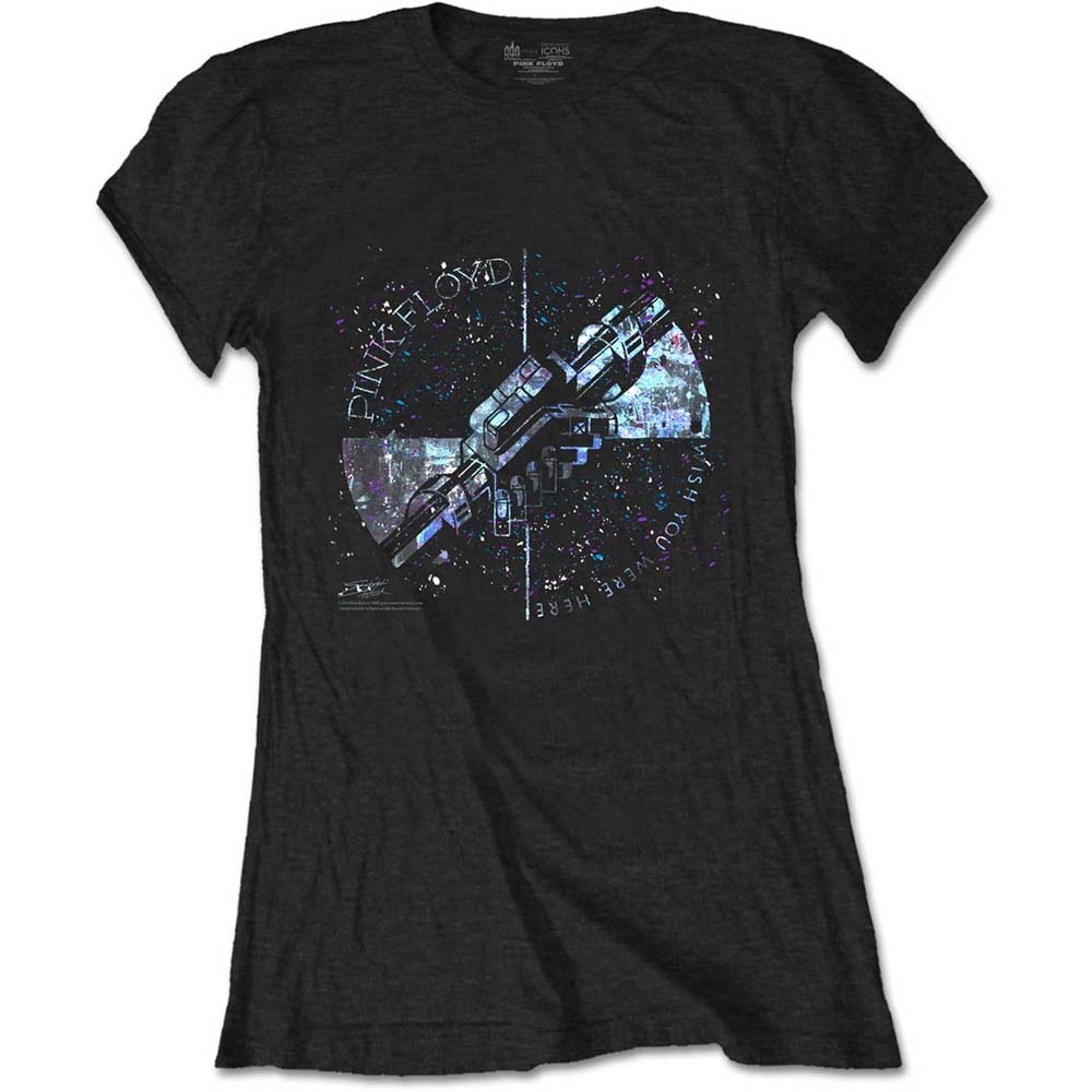 Pink Floyd Ladies T-Shirt: Machine Greeting Blue (Large)