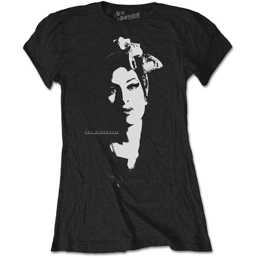 Amy Winehouse Ladies T-Shirt: Scarf Portrait (Small)