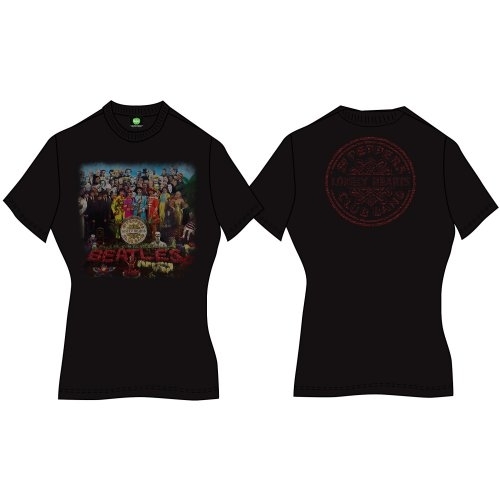 The Beatles Ladies T-Shirt: Sgt Pepper (Back Print) (Large)