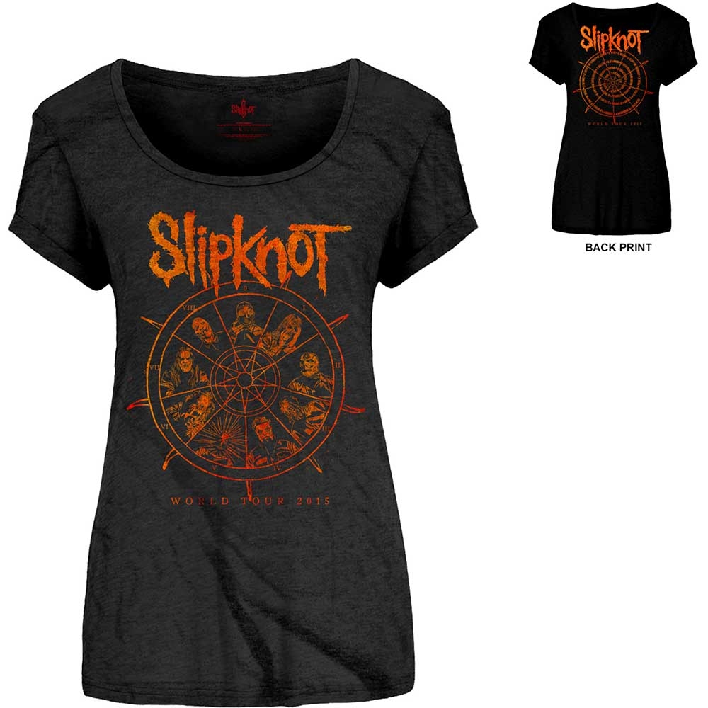 Slipknot Ladies Scoop Neck T-Shirt: The Wheel (Back Print) (X-Large)
