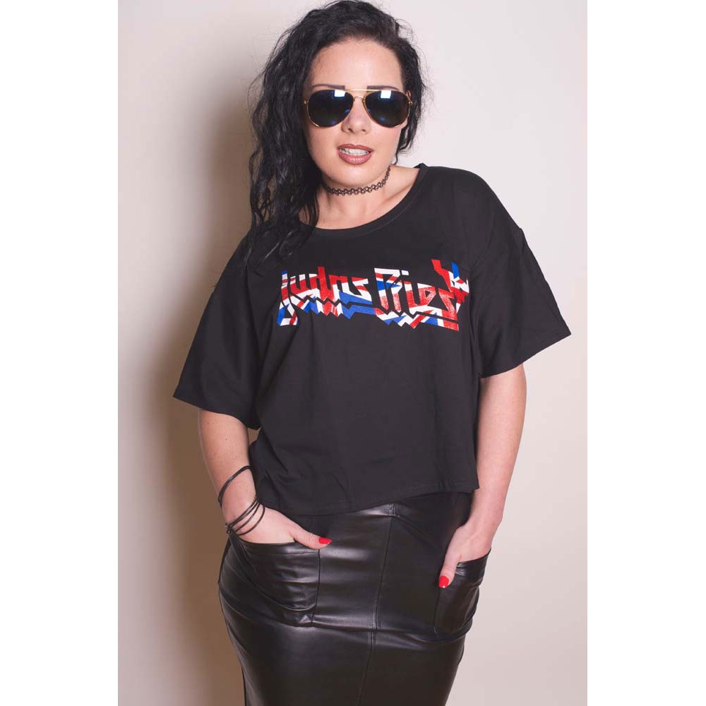 Judas Priest Ladies T-Shirt: Union (Boxy Style/Glitter Print) (X-Large)