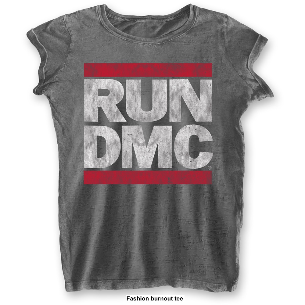 Run DMC Ladies Burn Out T-Shirt: DMC Logo (Medium)