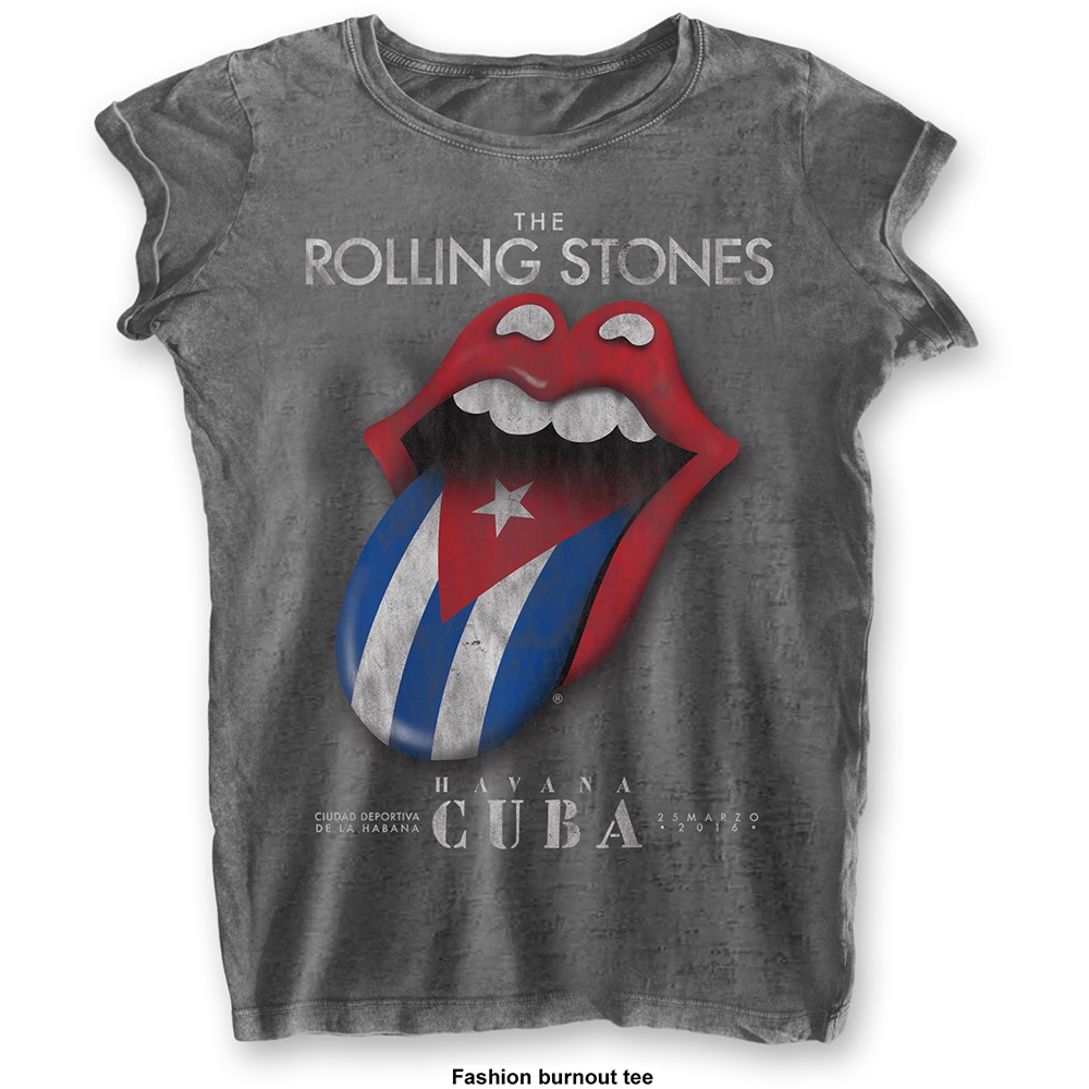 The Rolling Stones Ladies Tee: Havana Cuba (Burn Out) (Large)