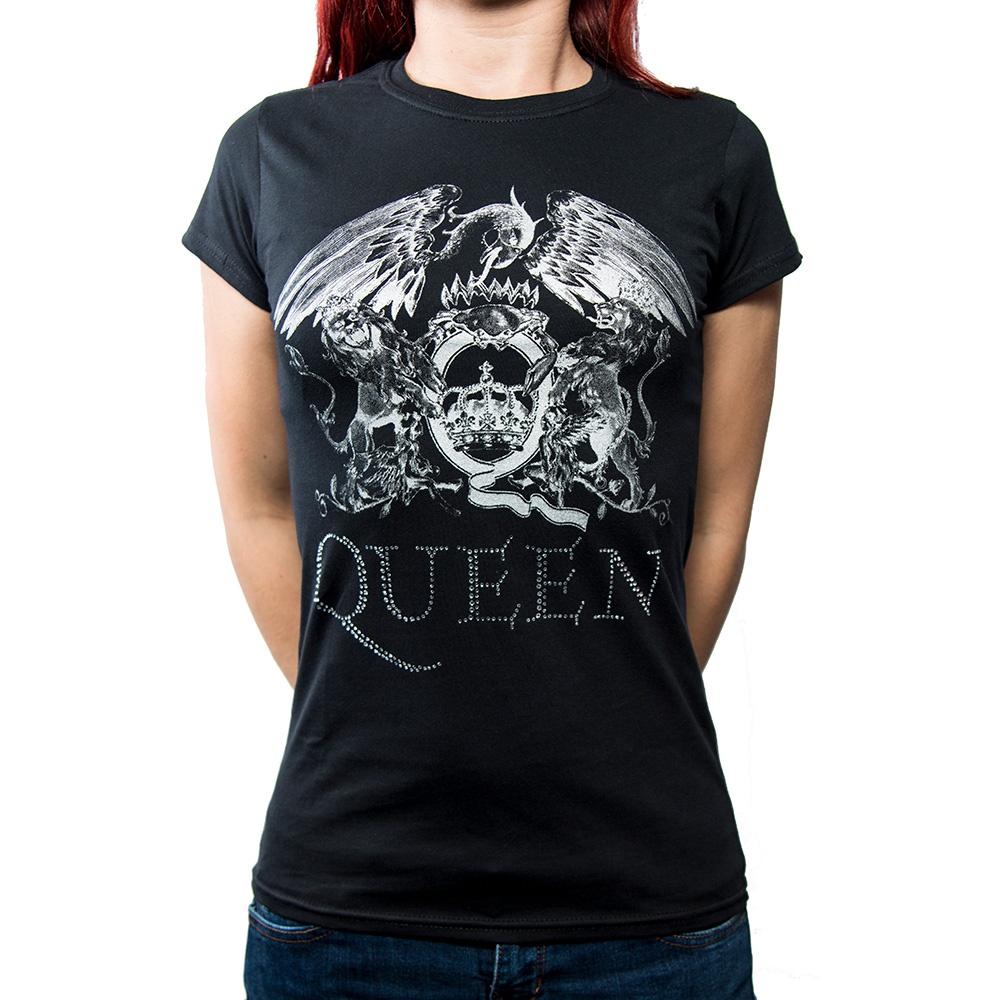 Queen Ladies Fashion Tee: Logo (Diamante) (Medium)
